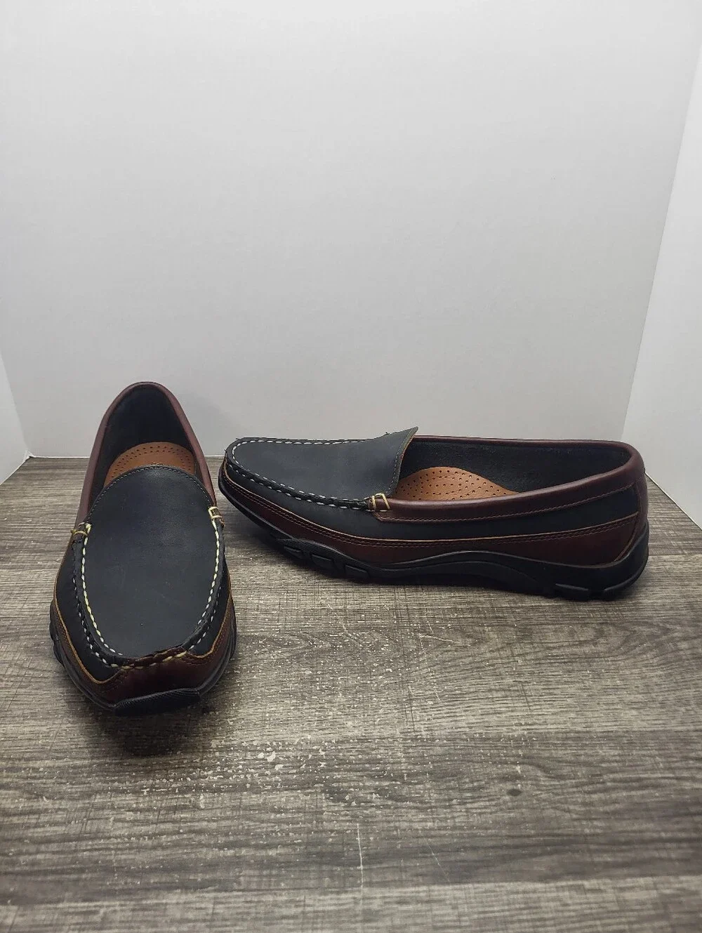 Allen Edmonds Boulder Black Brn Leather Driving Loafers Moccasin Mens Size 8.5 E
